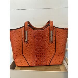 Boutique Burnt Orange Croc Print tote bag purse